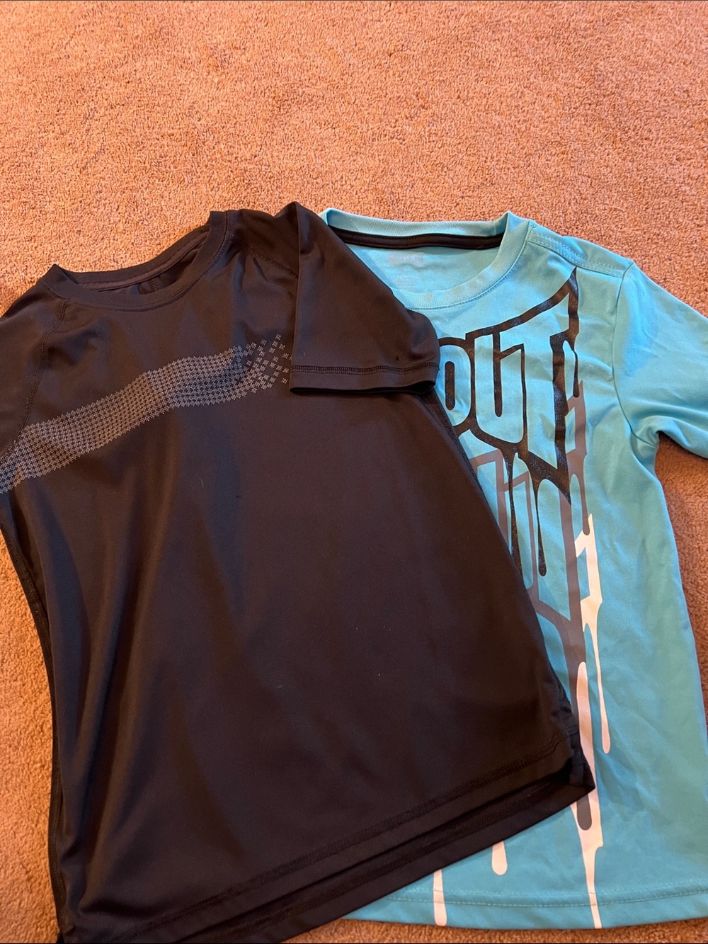 2 Kids Black Active Tee with Aqua Graphic Top - Pack